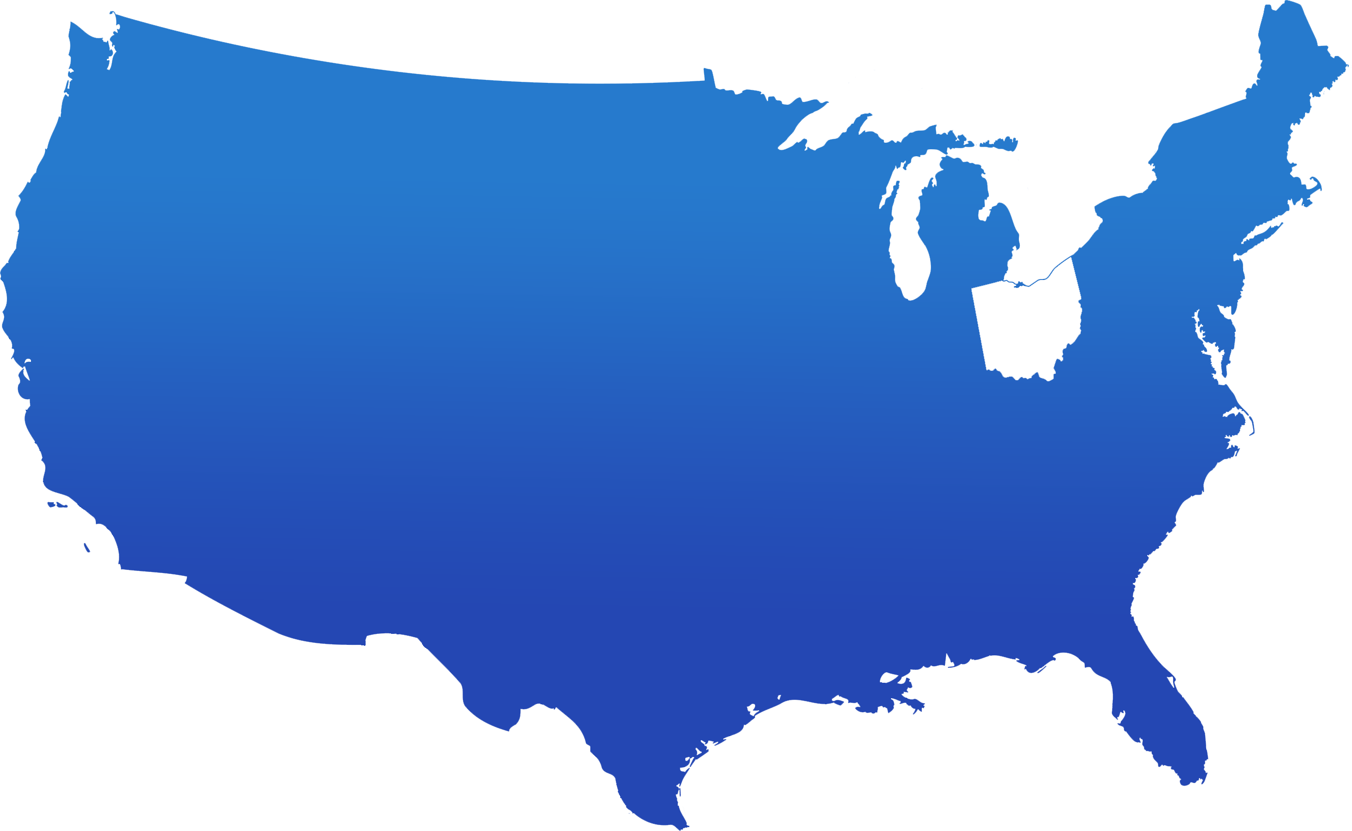 Blue map of the Untied States